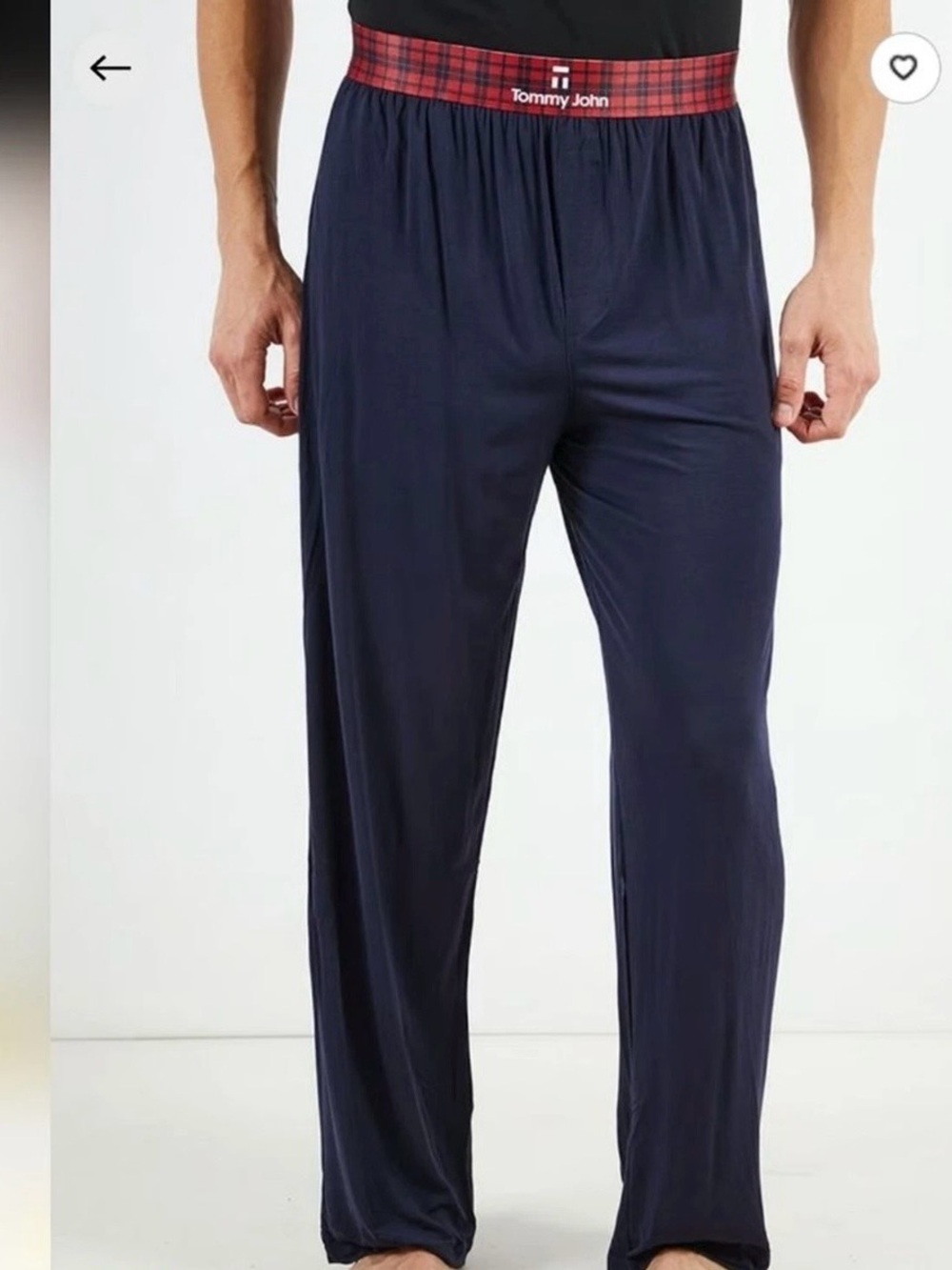 Tommy John Men's Loungewear Pajama Pants Navy‎ Blue with Red Waistband  2XL